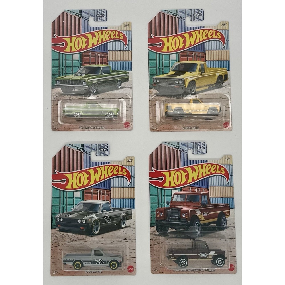 Hot Wheels GDG44 Datsun 620 Mazda REPU Ford Ranchero Land Rover Pickup Lot Of 4